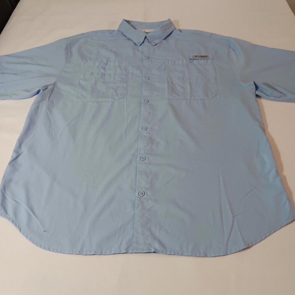 Columbia Men's Blue Shirt PFG FM7266 Vented Fishing Short Sleeve XL Chest 52"